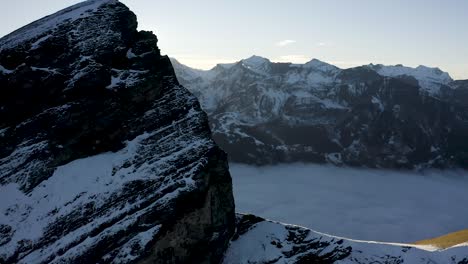 Aerial-passing-by-a-Mountain-close-to-Eiger,-Switzerland