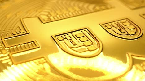 rotating-golden-physical-bitcoin,-4k-close-up-shot