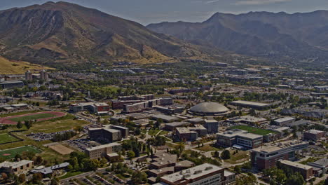 Salt-Lake-City-Utah-Aerial-v57-panoramic-panning-shot-across-university-campus-area-towards-federal-heights-with-beautiful-mountainscape-background---Shot-with-Inspire-2,-X7-camera---October-2021