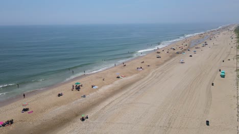 Aerial-shot-of-Ocean-City,-Maryland-beach