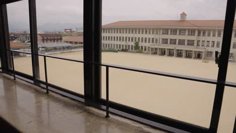Japanese-Elementary-School-grounds-seen-from-inside-building