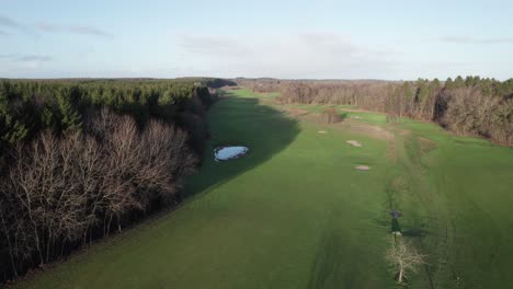 Aerial-Low-Level-Drone-Flying-Over-Famous-Golf-Course---Dolly-Shot