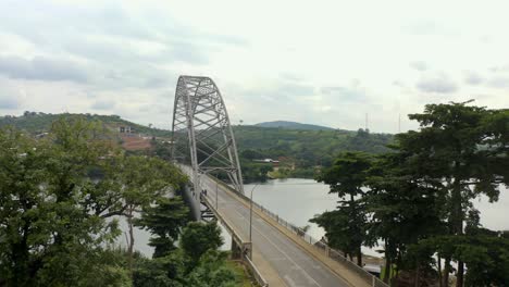 Adomi-Bridge-crossing-in-Ghana,-Africa
