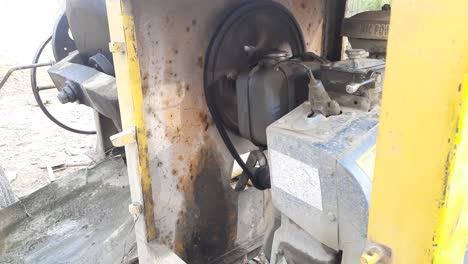 A-Close-Up-Shot-Of-Concrete-Mixer-Machine-Interior-Diesel-Engin-Working-At-Construction-Site---Diesel-Engine-Concrete-Mixer