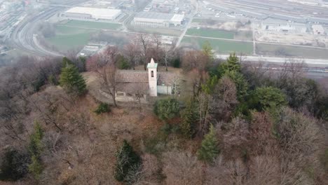 aerial-footage-of-an-ancient-church-on-top-of-a-mountain-in-4k-Swizterland
