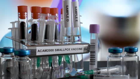 ACAM2000-Smallpox-Vaccine-Samples-Being-Placed-Into-Test-Tube-Rack