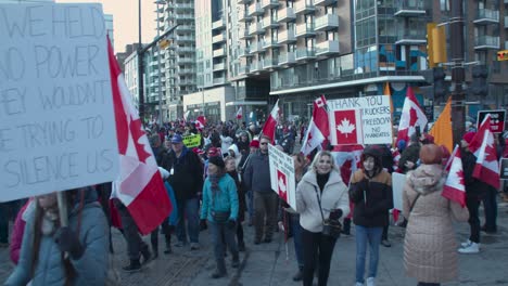 Crowd-marching-in-street-Calgary-protest-4th-March-2022
