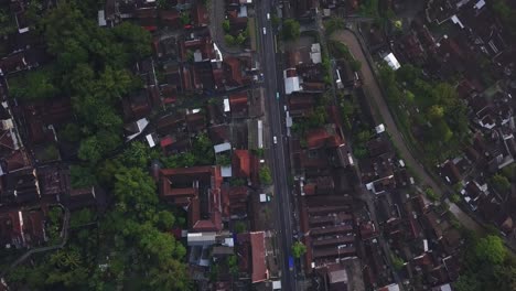 overhead-shot-of-populational-settlement-in-the-Magelang-city-in-the-morning-with-slightly-foggy-weather,-central-java,-Indonesia