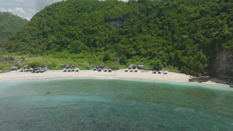 Secluded-tropical-Atuh-Beach-with-white-sand,-exotic-bay-on-Nusa-Penida,-aerial