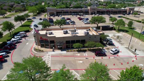 Aerial-footage-of-Chick-fil-A-in-Flowermound-Texas