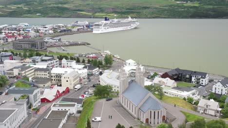 Akureyi,-Iceland-skyline-with-drone-video-moving-up