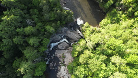 Downward-drone-shot-of-Linville-Falls,-North-Carolina