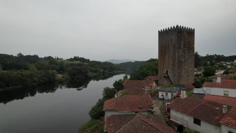 Flying-Over-Medieval-Castle-of-Lapela-in-Monção