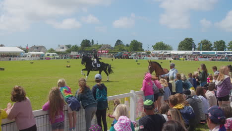 The-Royal-Cornwall-Show-2022-with-beautiful-horses-from-Spain-and-Portugal-being-watched-by-spectators