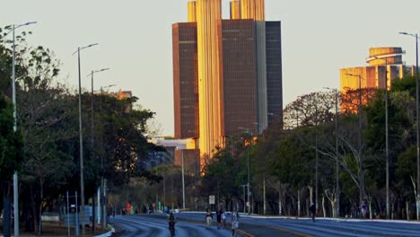 Brazilian-federal-reserve-bank,-Central-Bank-of-Brazil-in-golden-evening