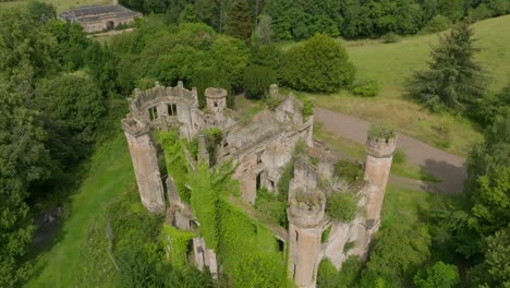 Slow-Rotating-Aerial-Shot-Of-The-Abandoned-Cambusnethan-Priory