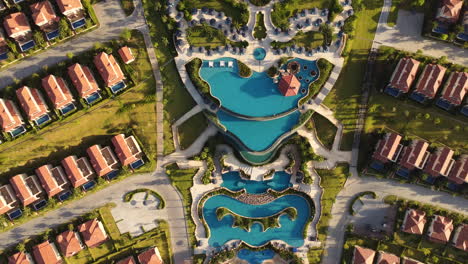 Aerial-top-down,-luxury-Centara-Mirage-Resort-in-Mui-Ne,-Vietnam