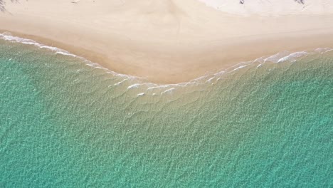 Bird's-eye-aerial-drone-background-of-tropical-beach-and-waves,-Queensland,-Australia