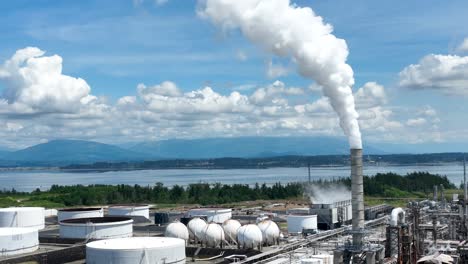 Tight-shot-of-a-smokestack-pumping-out-fumes-from-an-oil-refinery-in-the-Puget-Sound