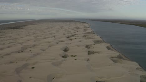 Baja-California-Sur-Peninsula-Sand-Dune-Shoreline-in-Mexico,-Aerial
