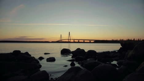 Timelapse-of-Finlands-longest-bridge-at-sunset-4K