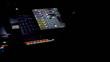 Person-operating-sound-editing-table,-panoramic-view