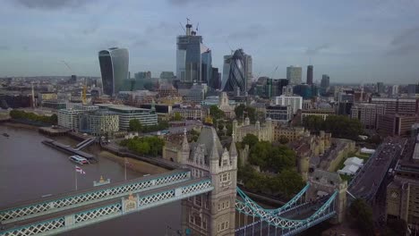 Aerial-view-of-Tower-Bridge-and-downtown-London