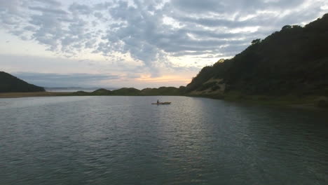 Ocean-kayaking-at-sunrise-along-coast-of-South-Africa-leisure-sport