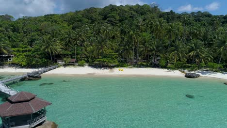 Aerial-of-a-perfect-tropical-private-beach-in-Asia