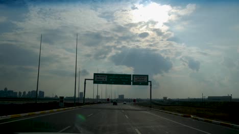Highway-signage-for-Mosul-and-Kirkuk-as-seen-from-a-highway-in-Ebil,-Kurdistan-Iraq