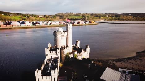 Black-Rock-castle-aerial-drone-footage-far-with-River-Lee-view