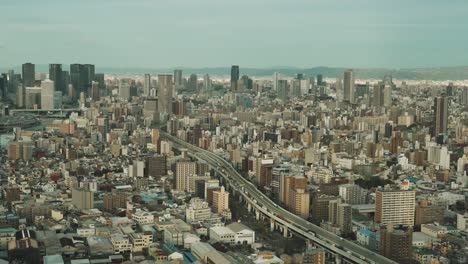 Osaka,-Japan.-Aerial-Shot-Of-Central-Buildings-District