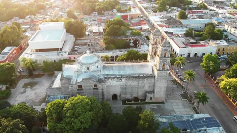 Church-of-San-Servacio-located-in-a-colonial-town-of-Valladolid-Mexico-aerial-view