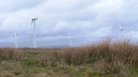Windkraftanlagen-Auf-Englischem-Moorland-An-Einem-Windigen-Tag