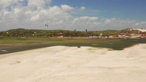 Aerial:-The-famous-lagoon-for-kitesurfing,-Cauipe-in-Brazil