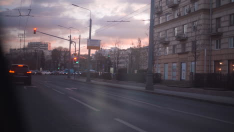Focus-pull-view-from-car-on-a-street-in-Moscow