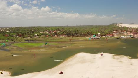 Aerial:-The-famous-lagoon-for-kitesurfing,-Cauipe-in-Brazil