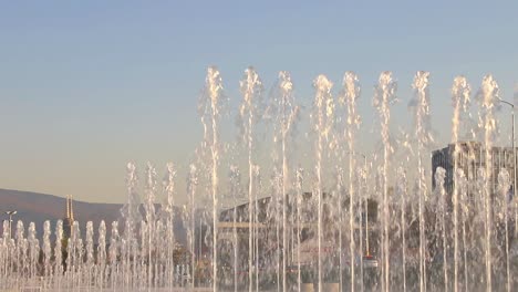 Fountains-and-cityscape-in-Zagreb-capital-of-Croatia-in-slow-motion