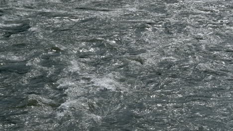 Locked-off-zoom-in-on-rapid-silver-flowing-river-water,-4K60