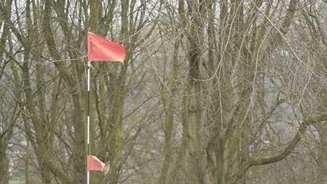 Auf-Dem-Ländlichen-Golfplatz-Weht-Die-Rote-Golfflagge