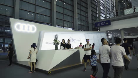 The-view-of-the-Audi-Information-Desk-with-Audi-Representatives-at-2019-International-Auto-Show-in-Shenzhen,-China