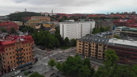 Aerial-view-over-the-location-called-Heden-located-in-Gothenburg,-Sweden