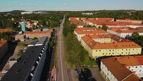 Aerial-footage-over-the-suburban-neighborhood-Kalltorp-located-in-Gothenburg,-Sweden