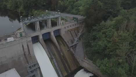 Aerial-footage-of-an-electric-station-dam