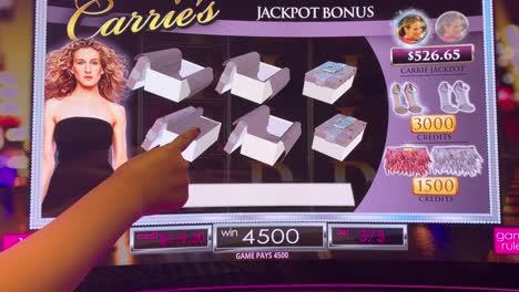A-fun-BONUS-feature-on-a-"Sex-in-the-City"-slot-machine-at-Pechanga-Casino-and-Resort-in-Temecula,-California