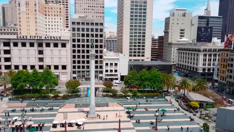 View-of-Union-Square-in-San-Francisco-from-the-top-of-Macy's-department-store-on-a-sunny-summer-day
