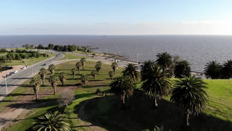 High-aerial-over-Montevideo-Uruguay-Parque-rodo