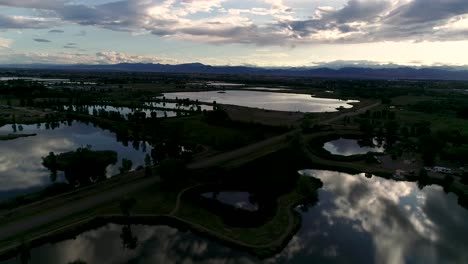 Subtile-Lichtveränderungen-Und-Reflexionen-In-Dieser-Glückseligen-Drohnenaufnahme-Eines-Colorado-Rocky-Mountain-Sonnenuntergangs