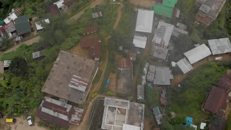 4k-Aerial-Top-Down-Dolly-shot-of-one-of-the-largest-village-Tuensang-of-Nagaland,-India