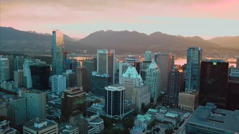 Downtown-Vancouver-Drone-Footage,-real-estate-buildings